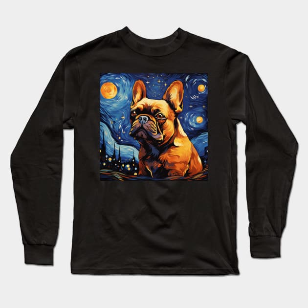 Ginger French Bulldog Night Long Sleeve T-Shirt by NatashaCuteShop